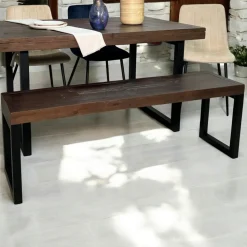 Banc bois brun recyclé pieds métal 140 cm SAMOA