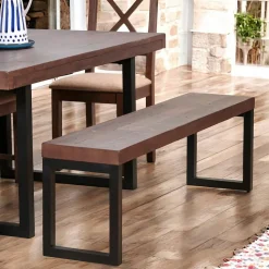 Banc bois brun recyclé pieds métal 140 cm SAMOA