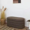 Banc coffre déco en tissu marron bouclette BRUGES