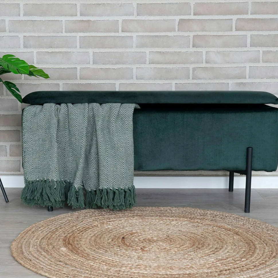 Banc coffre en velours vert BRUGES