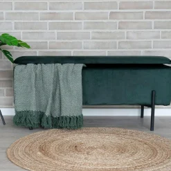 Banc coffre gris clair avec pieds en métal noir BRUGES