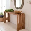 Banc de jardin en bois de teck sans dossier 90 cm MENDOZA