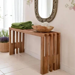Banc de jardin en bois de teck sans dossier 90 cm MENDOZA