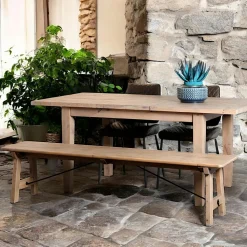 Banc de table bois recyclé clair 150 cm SALERNE