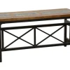 Banc en Hévéa recyclé coloré et pieds métal avec croisillons 90x36x45cm LOFT COLORS