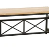 Banc en Hévéa recyclé naturel et pieds métal avec croisillons 90x36x45cm LOFT