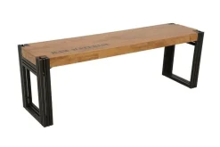 Banc hévéa recyclé naturel et métal noirci 135X36X45cm DOCKER