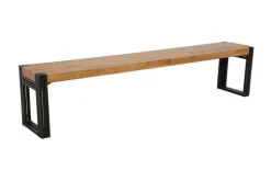 Banc hévéa recyclé naturel et métal noirci 135X36X45cm DOCKER