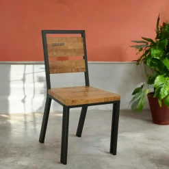 Banc hévéa recyclé naturel et métal noirci 205X36X45cm DOCKER
