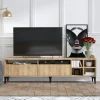 Banc TV avec rangement effet bois clair - 2 portes, 180 cm JENA