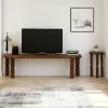 Banc TV en bois brun - pieds tournés, 140 cm BOMA