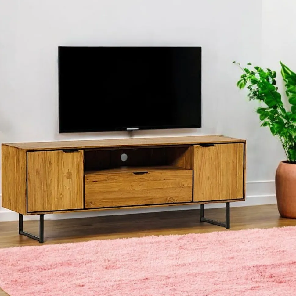 Banc tv en bois de teck recyclé DEPOK