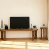 Banc TV en bois marron - pieds tournés, 140 cm BOMA