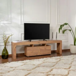 Banc TV moderne avec rangement - gris effet laque MARFA