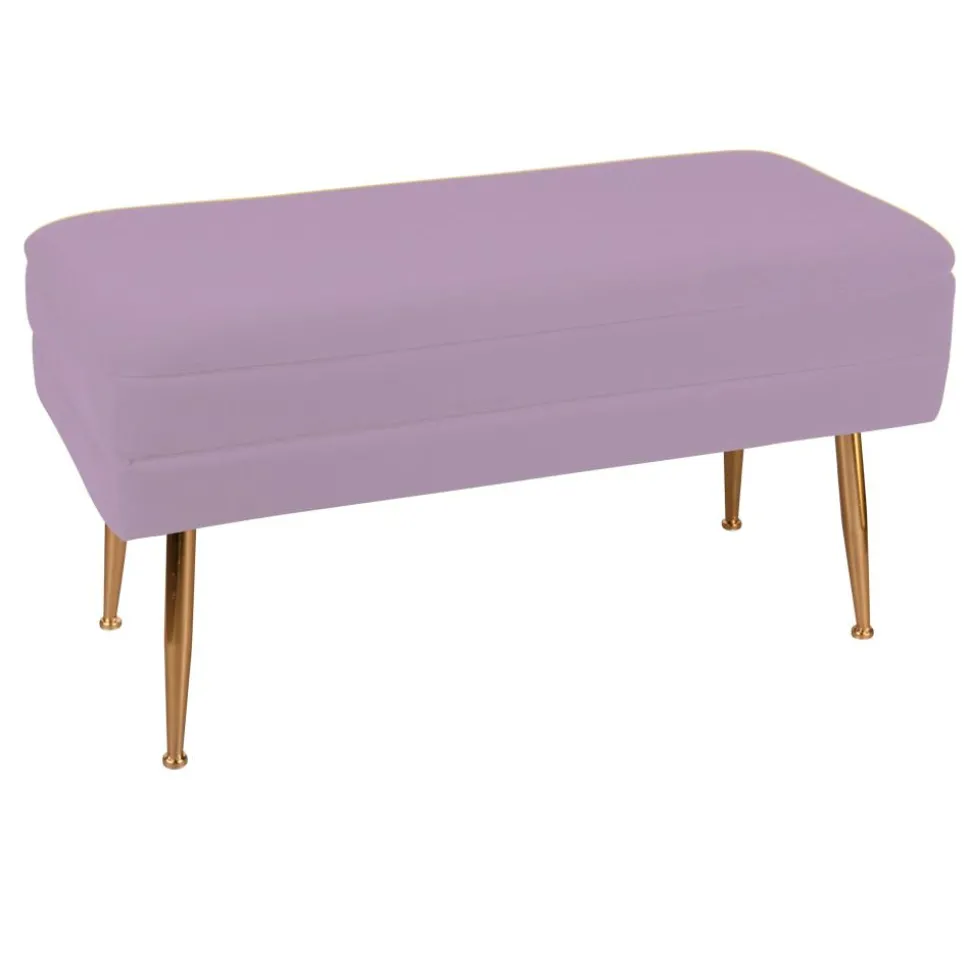 Banquette 2 places tissu rose pieds dorés TIM