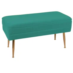 Banquette 2 places tissu vert pieds dorés TIM