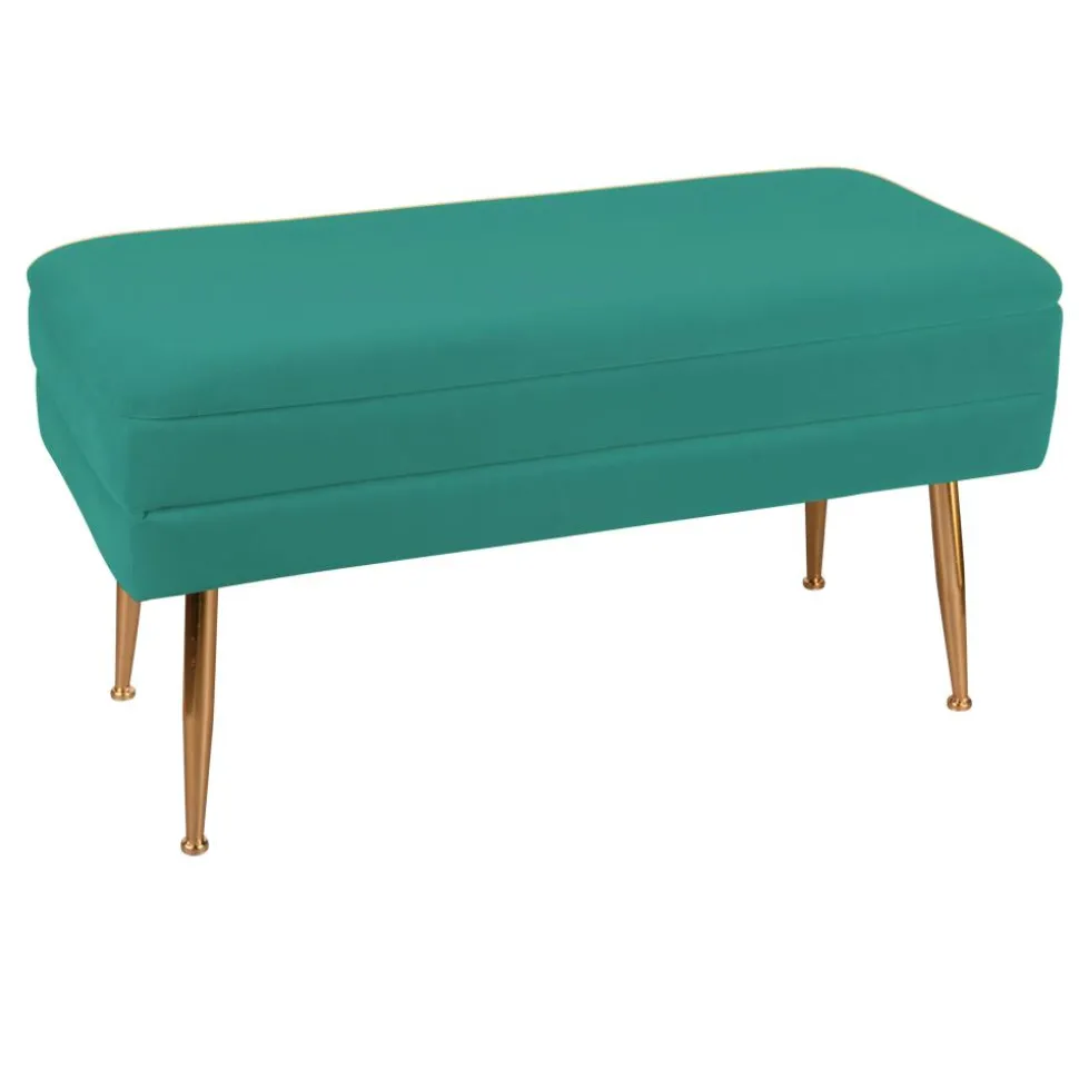 Banquette 2 places tissu vert pieds dorés TIM