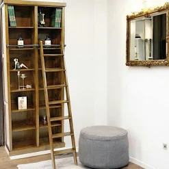 Bibliothèque avec échelle bois massif TRADITION