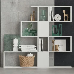 Bibliothèque blanche avec niches, style design 120 cm MARFA