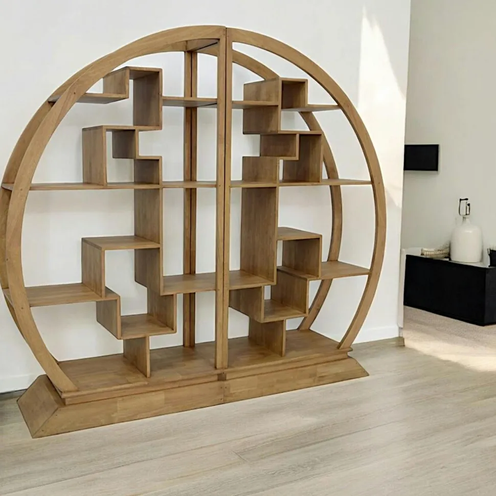 Bibliothèque demi cercle Hévéa 44x200x180 MAORI