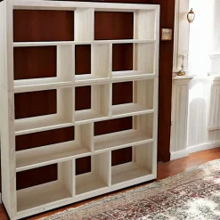 Bibliothèque Hévéa 13 niches en 2 parties 35x150x180cm HELENA