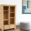Bibliothèque Hévéa 2 tiroirs, 6 niches 100x45x162cm ATTAN