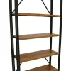 Bibliothèque hévéa recyclé naturel et métal noirci 4 étagères 122X40X210cm DOCKER