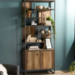 Bibliothèque salon teck recyclé SWING
