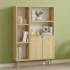 Bibliothèque scandinave effet bois clair 2 portes MARFA