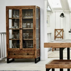 Bibliothèque vitrine bois recyclé BRISBANE