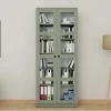 Bibliothèque vitrine vert sauge, 6 étagères réglables SALTA