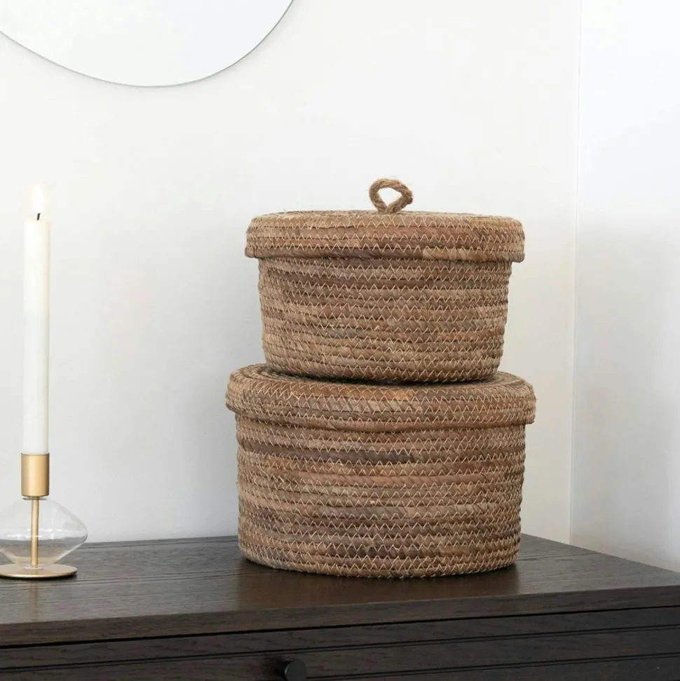 Boîte de rangement en vannerie (lot de 2)