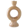 Bougeoir déco en céramique - forme anneau sculptural, beige brun
