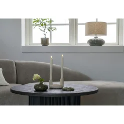 Bougeoir design en U pour 2 bougies - finition céramique mate beige