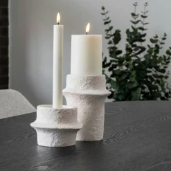 Bougeoir en ciment brut (lot de 2) - design organique, 2 hauteurs