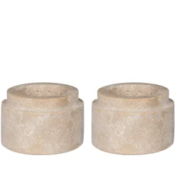 Bougeoir en travertin naturel - forme totem moderne et minimaliste