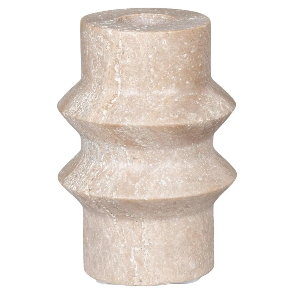 Bougeoir en travertin naturel - forme totem moderne et minimaliste