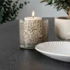 Bougeoir rond en verre moucheté brun