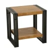 Bout de canapé / Table d'appoint hévéa recyclé naturel et métal noirci 2 plateaux 50X40X50cm DOCKER