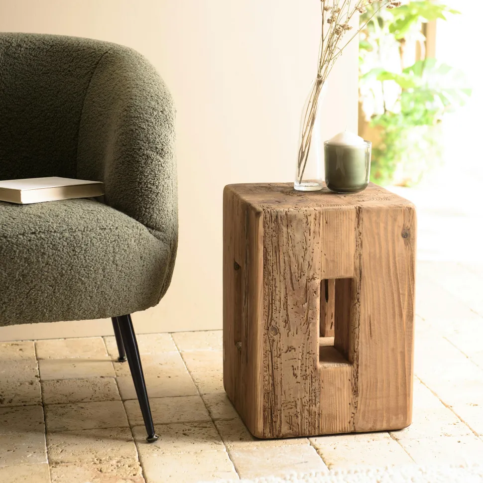Bout de canapé / tabouret déco pin recyclé DENVER