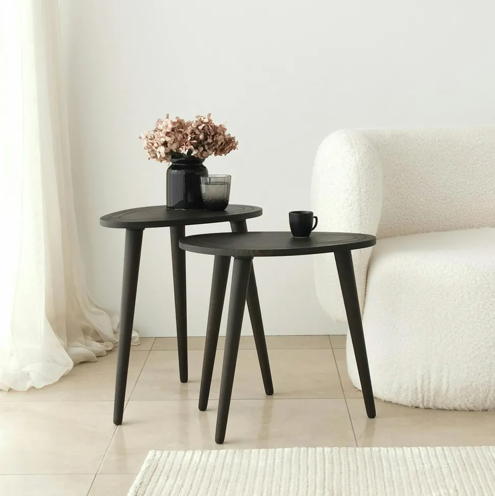 Bout de canapé bois brun - tronc d'arbre (lot de 2) TENA