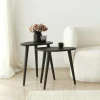 Bout de canapé bois gris foncé - tronc d'arbre (lot de 2) TENA