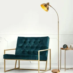 Bout de canapé design en marbre avec plateau doré Ø41 cm TALLINN