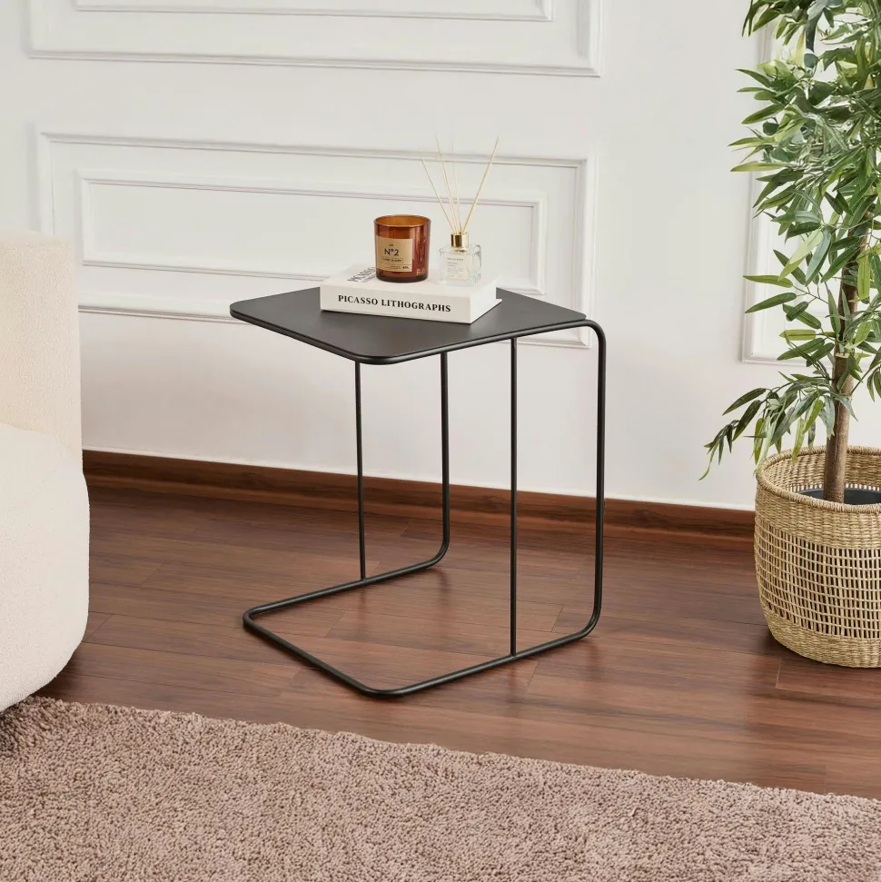 Bout de canapé design métal doré – plateau carré moderne SFAX