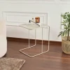 Bout de canapé design métal taupe – plateau carré moderne SFAX