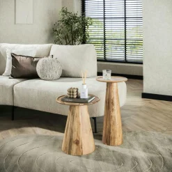 Bout de canapé en bois acacia – pied conique (lot de 2) MELBOURNE