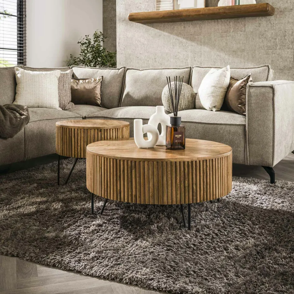 Bout de canapé en bois acacia – pied conique (lot de 2) MELBOURNE
