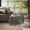 Bout de canapé nickel noir aluminium motifs ajourés (2 pièces)