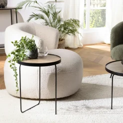 Bout de canapé rond pieds design LANDAISE