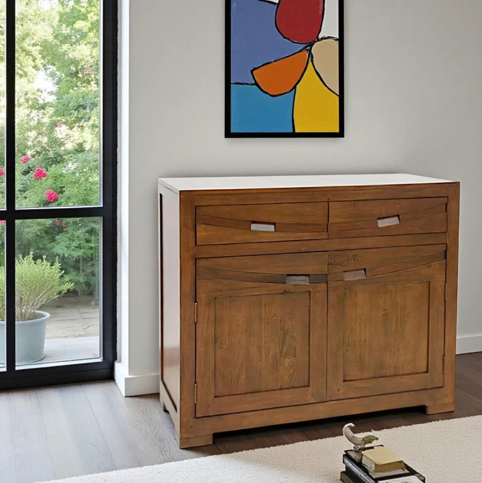Buffet 2 portes exotique hévéa 100cm NIAGARA
